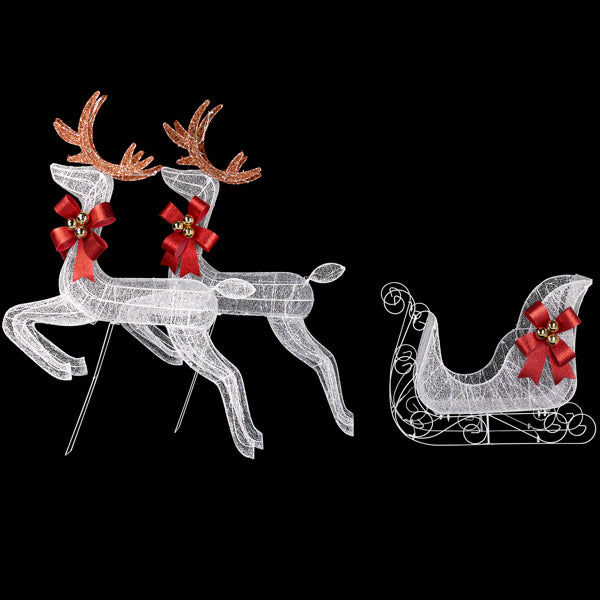211X27.5X100cm Deer Sled, White Light, Powder Mesh, Christmas Lights, Reindeer