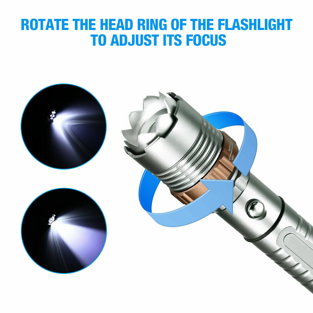 LED Flashlight Rechargeable Work Light Super Bright Torch Emergency Light Escape Hammer