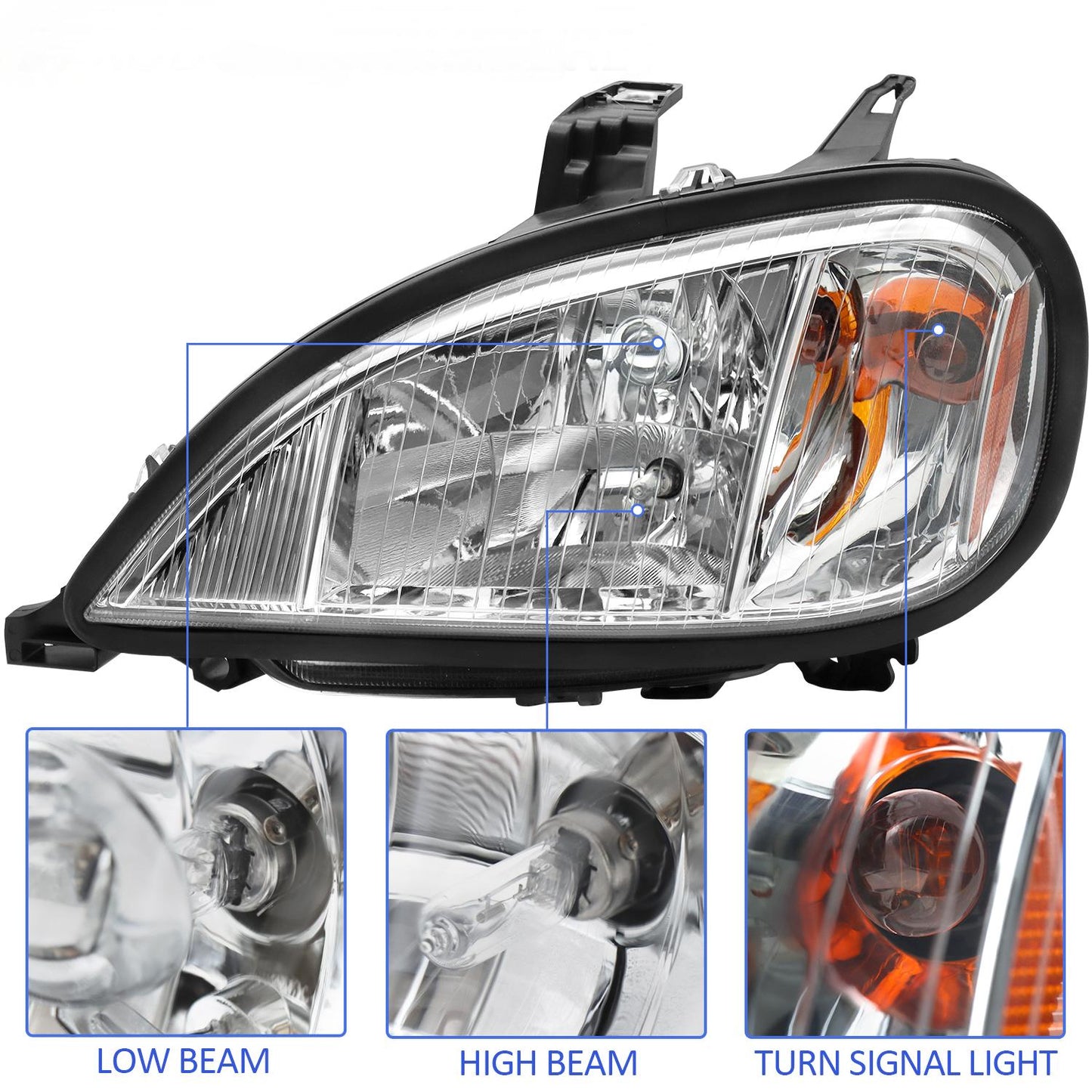 Freightliner 04-17 Front Headlights, White, Set-2 Pieces