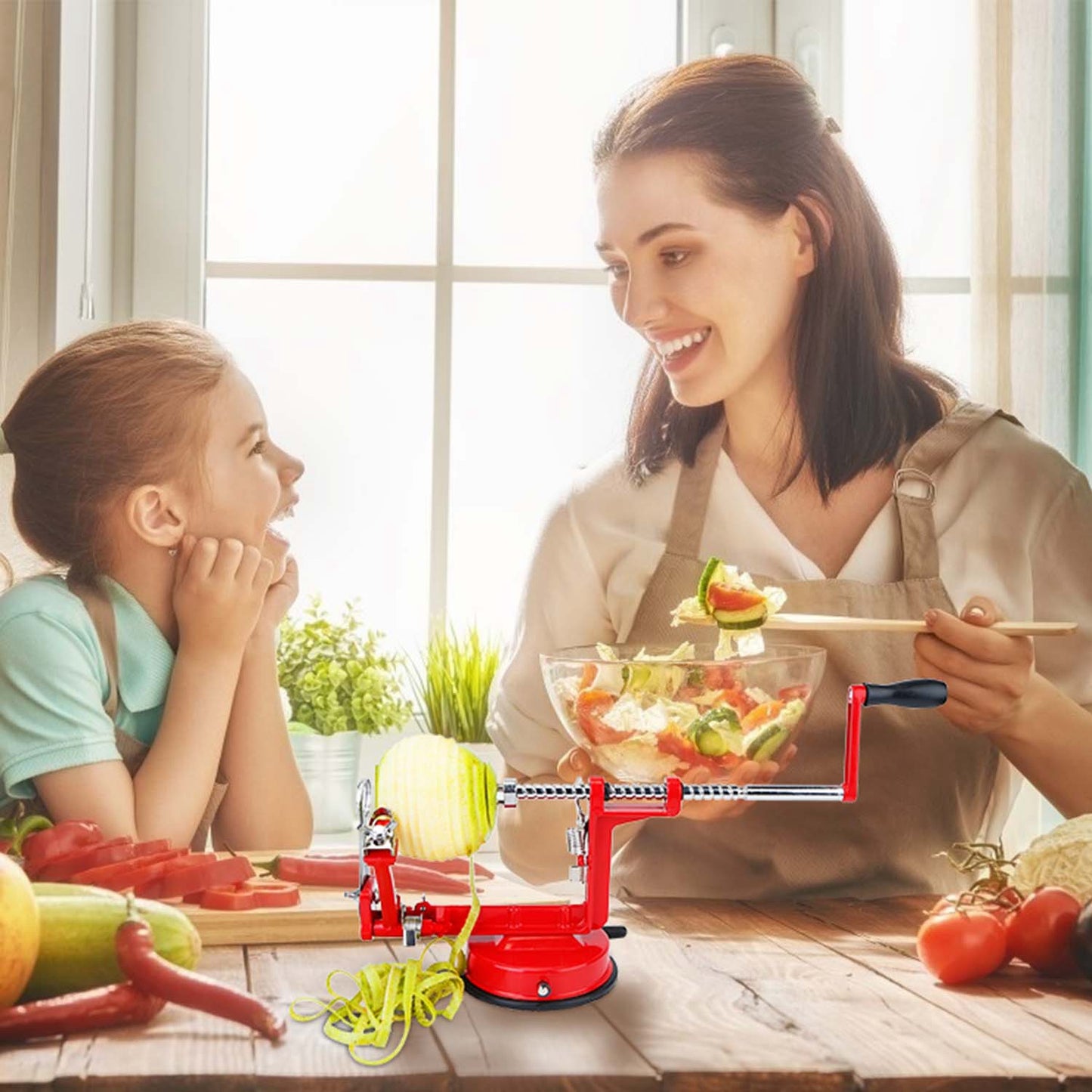 3 In 1 Fruit Peeler Manual Rotation Potato Fruit Core Slicer Kitchen Hand Cracking Corer With Zinc Alloy Peeler Suction Base