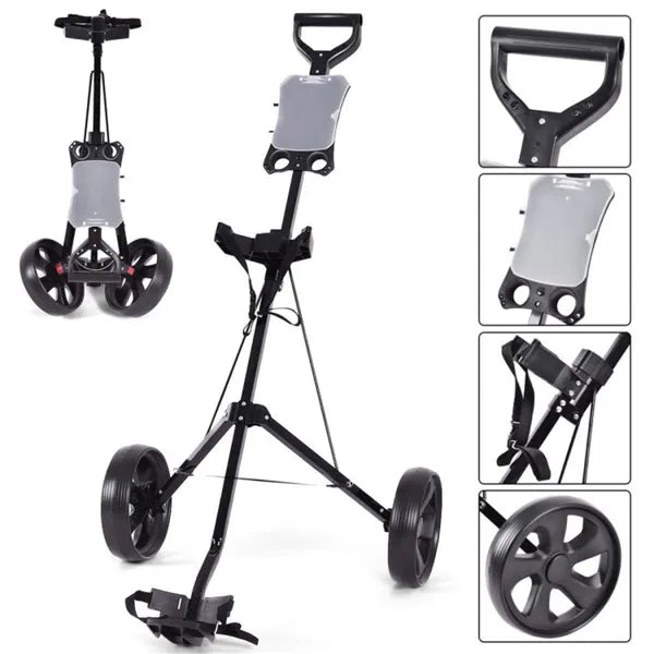6lbs Lightweight Golf Push Cart - Steel Frame, Foldable Design, 9.5" Ball Bearing Wheels