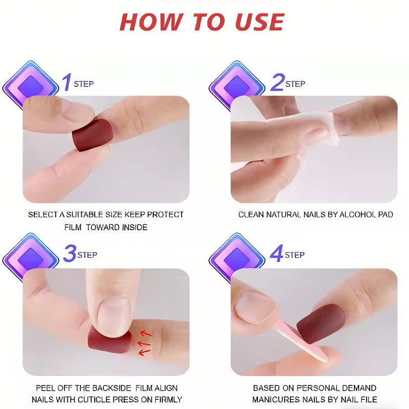 24 PCS Diamond Butterfly Nail Art, Long Length Long Water Pipe Fake Nails,Square Head Nail Tips False Nail