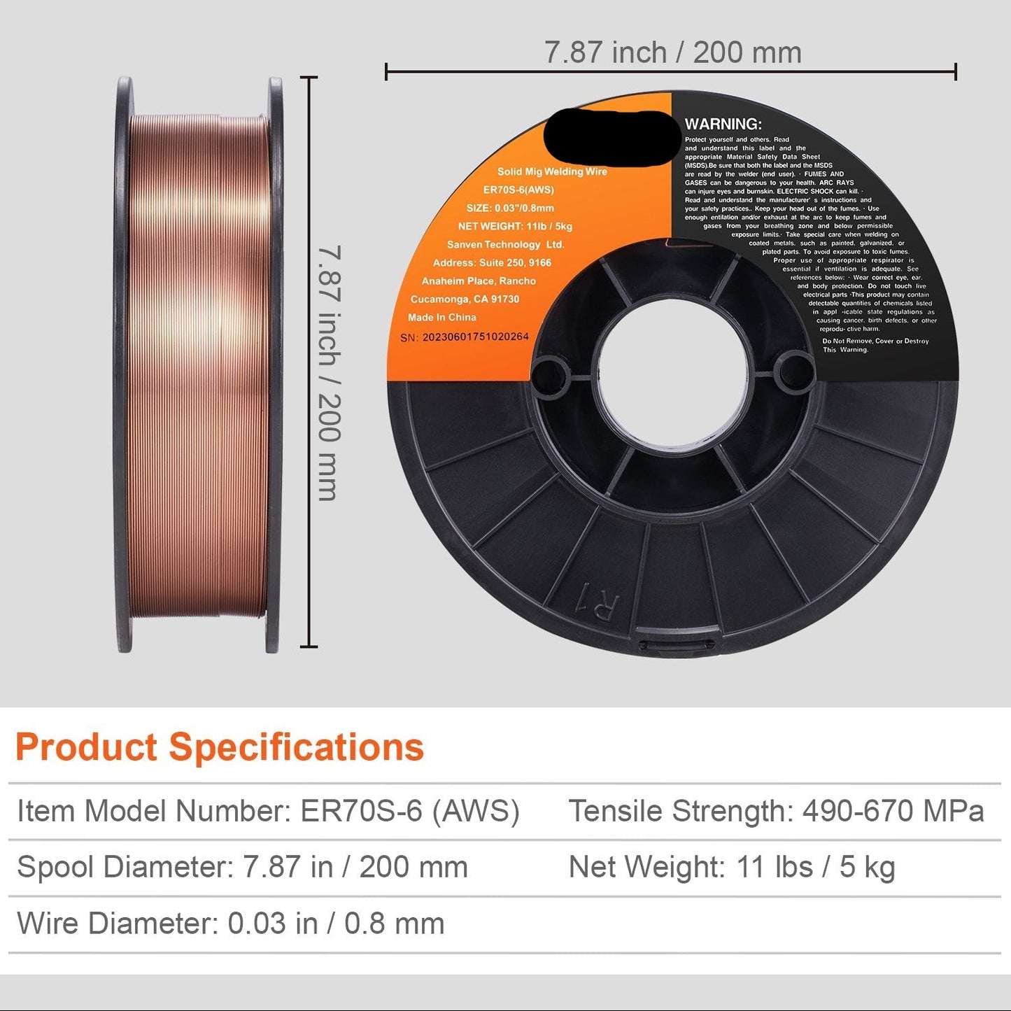 Solid MIG Welding Wire ER70S-6 0.03-inch 11LBS Mild Steel MIG Welding Wire