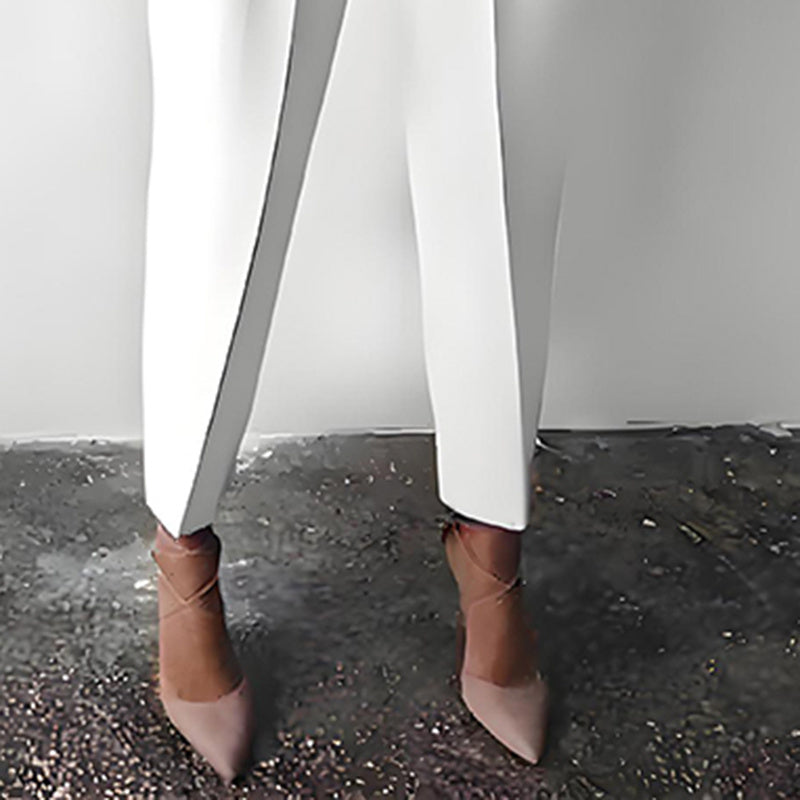 Women's Solid Color 2-Piece Set Round Neck Long Sleeve Top & Pleated Pants Loungewear For Spring & Fall