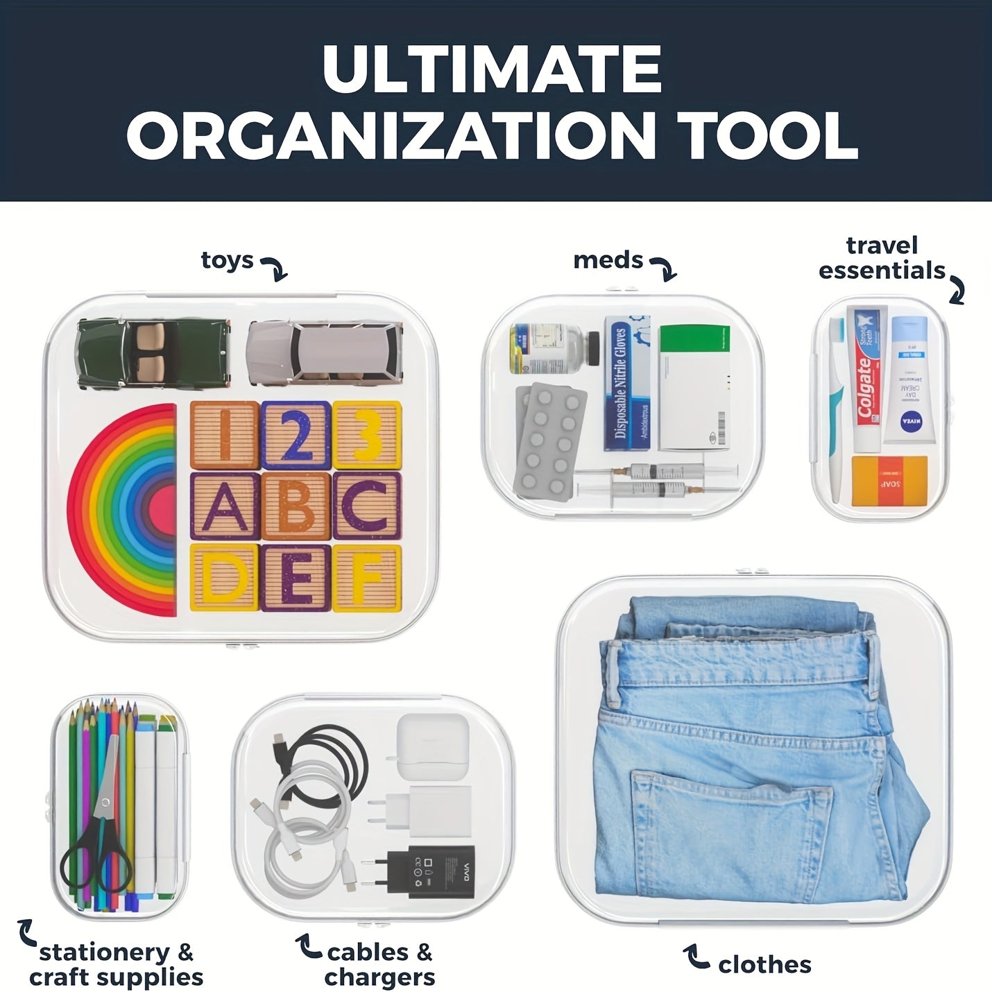 6-piece Double-zipper Storage Boxes