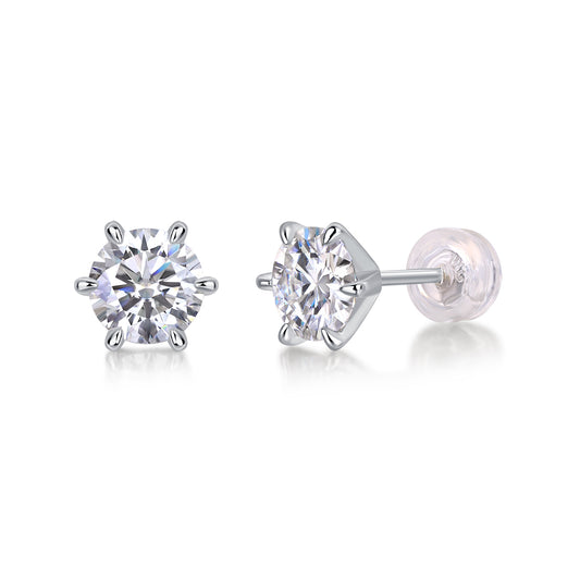 Guardian Classic Six Claw Luxury Fashion Diamond Earrings Stud Set Mosan Diamond Silver Jewelry