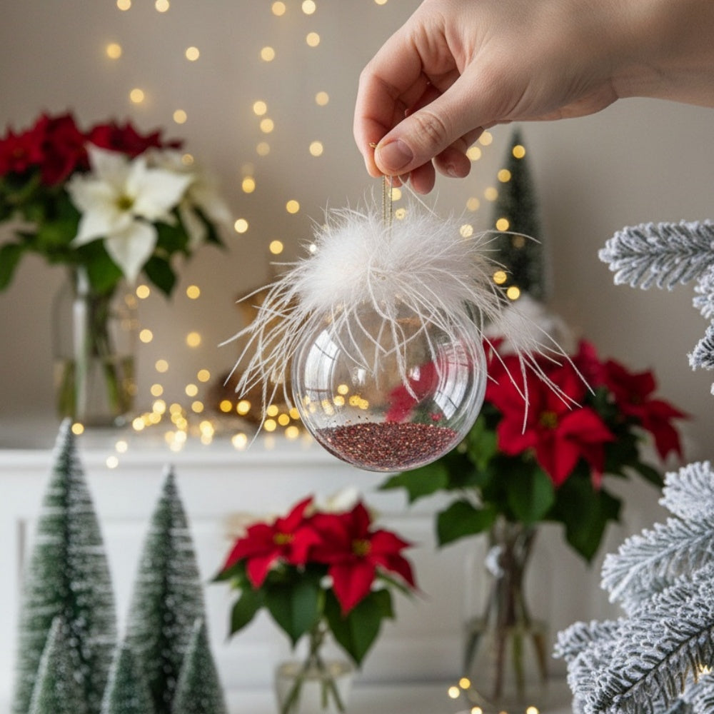 6PCS Set 3.9in Christmas Ball Tree Ornaments Glass Hanging Balls For Holiday Party & Home Decor