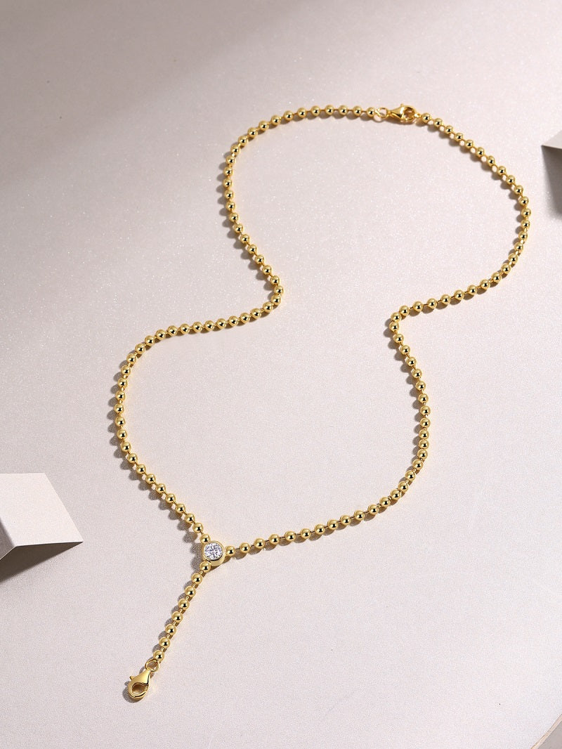 Time Interlaced - A Trendy Diamond Jewelry Necklace Pendant Set With 0.5-carat Moissanite S925 Sterling Silver And Gold Plating