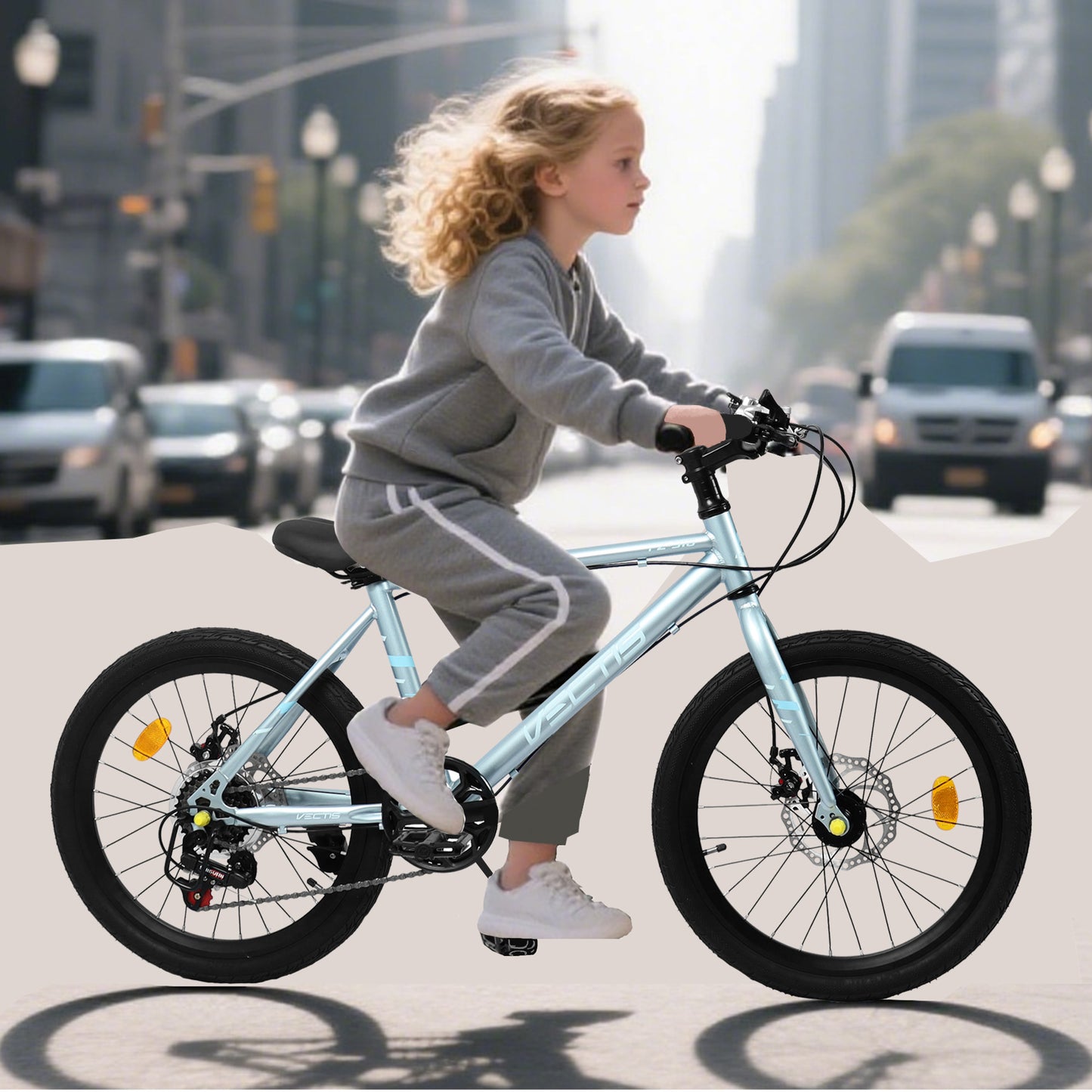 A20183 Kids Bike For 6-12 Years Old, 20 Inch Children's Bicycle For Boys Girls, 7-Speed Steel Frame, , Dual Disc Brakes, 20x1.75 Inch Tires Road Bike, 4 Color Options
