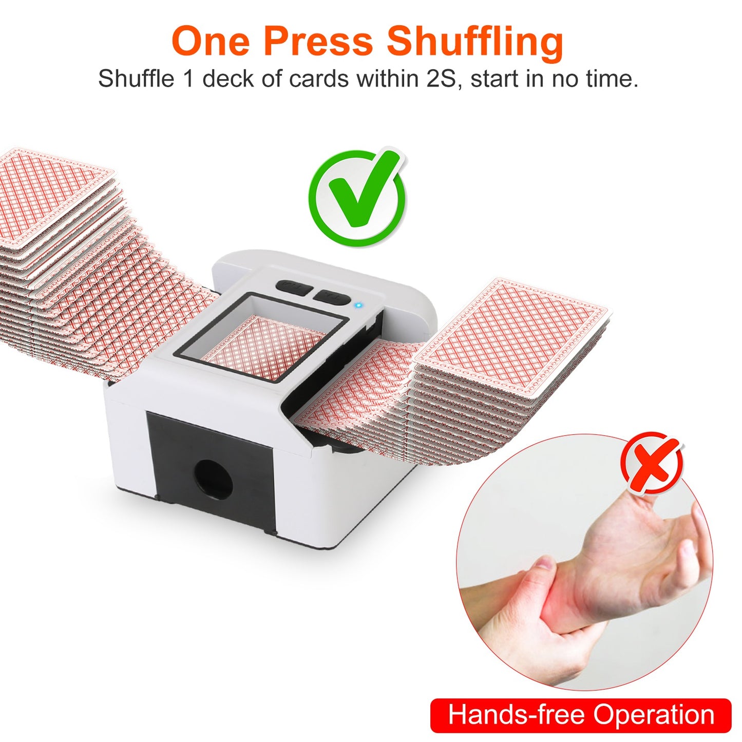 1Pc 2 Deck Rechargeable Automatic Card Shuffler Professional Card Shuffler For For Texas Hold'em Poker UNO With Auto Manual Mode Handheld Desktop