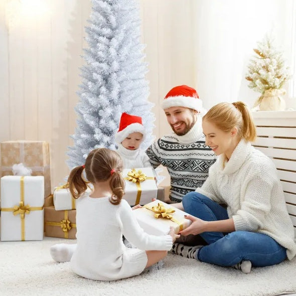 6 Feet Unlit Artificial Slim Pencil Christmas Tree With Metal Stand