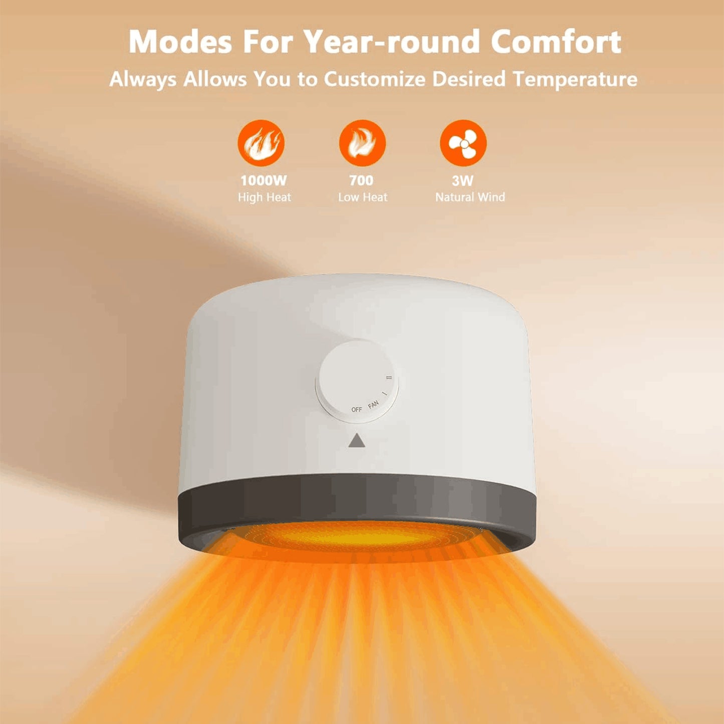 1Pc  Electric Space Heater Ceramic Heater Fan Heating Fan With 3 Modes 3S Fast Heating Tip-over Overheating Protection For Home Office Dormitry