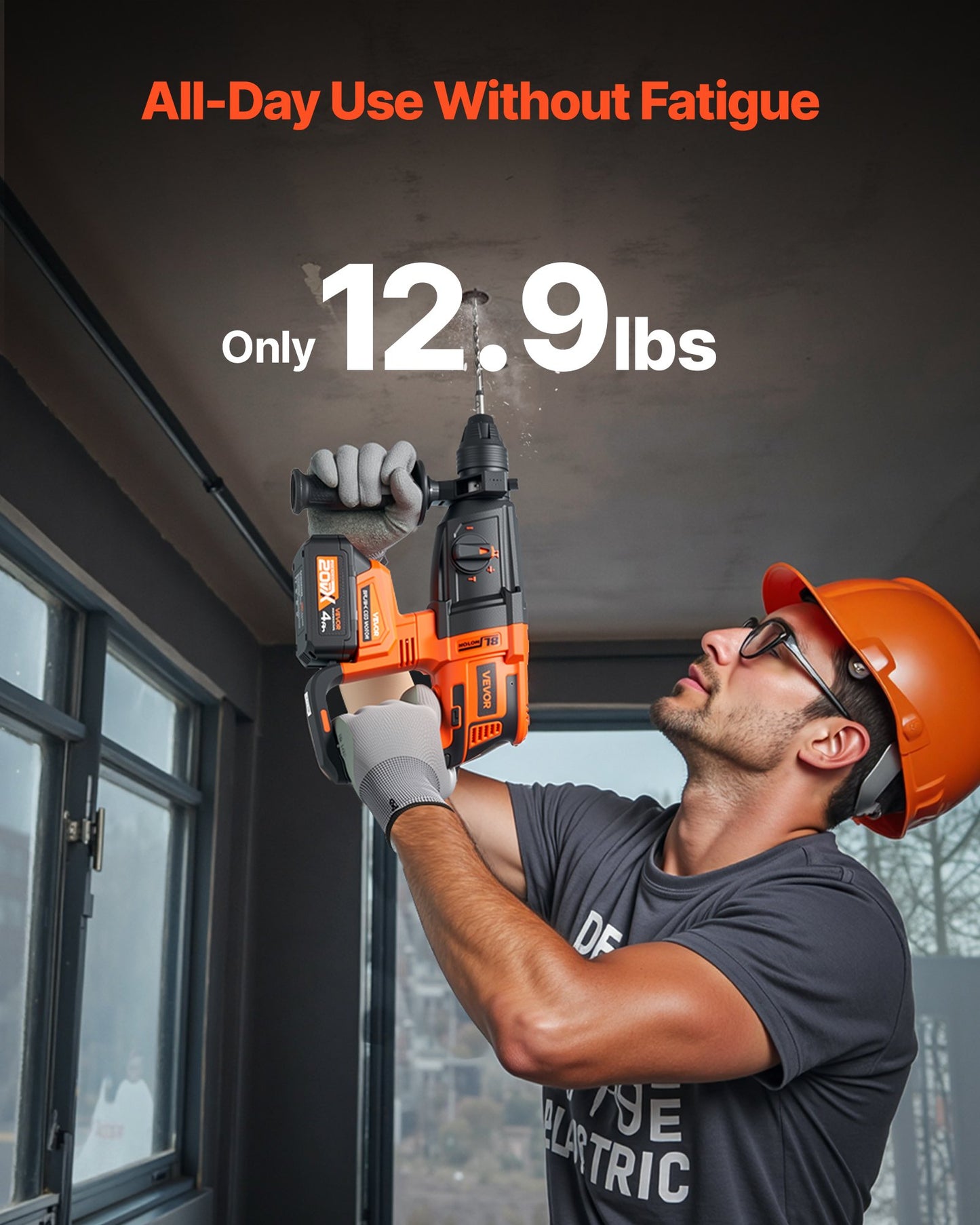 20V SDS-Plus Brushless Cordless Rotary Hammer Drill Kit 1.1 In 1200RPM 4Function