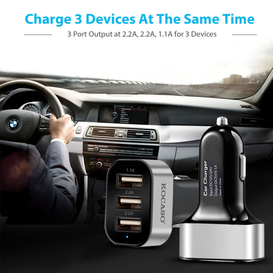 1Pc 3Port USB Car Charger  30W 5.5A