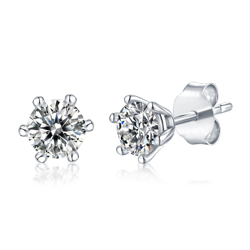 1Classic Six-prong Moissanite Silver Earrings Luxury Fashion Diamond Stud Earrings Prohibit TikTok sales
