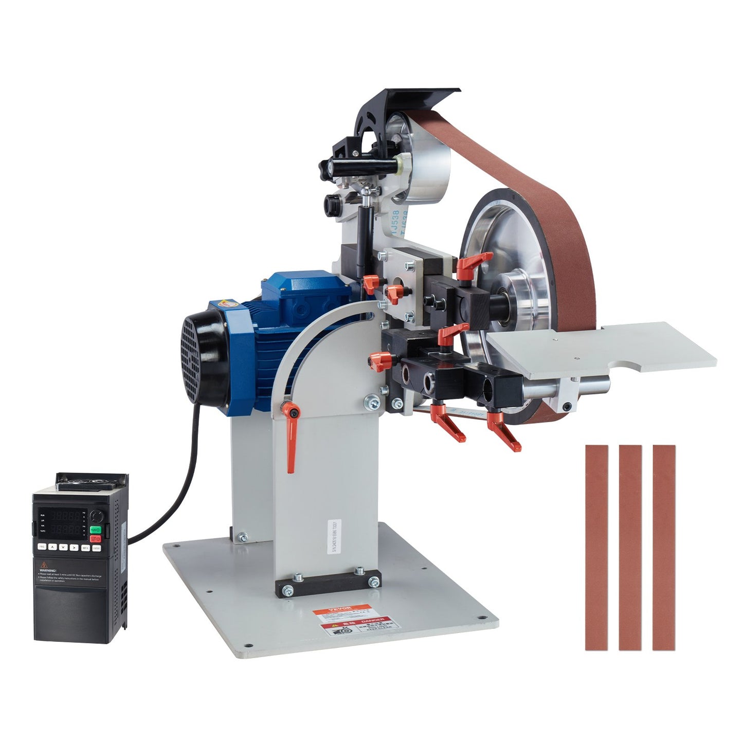 Belt Grinder Sander, 72 X 2-Inch Variable Speed Belt Polisher With VFD, 1500W Knife Sharpener With 3 Grinding Moulds & 3PCS Sanding Belts For Metalworking, Compatible With 72"- 82*2" Belts