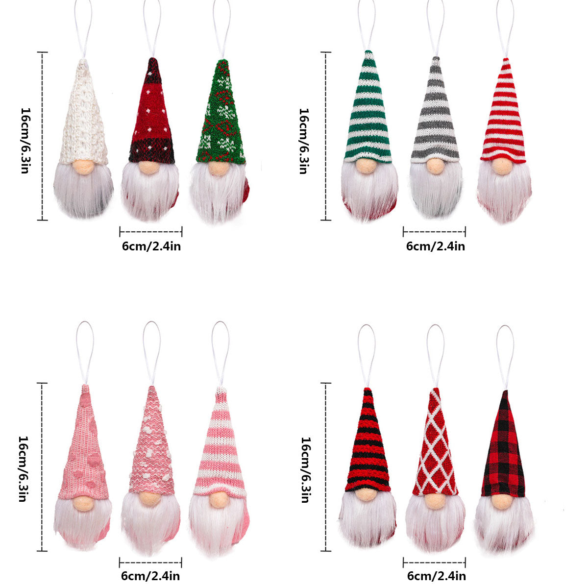 12PCS Christmas Plush Gnome Pendant Xmas Tree Hanging Doll Decor Santa Elf Home Ornaments For Christmas Holiday Winter Birthday Party Indoor Decoration