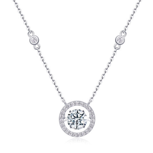 Mobius - A Fashionable And Luxurious Diamond Jewelry Piece Set With 1-carat Moissanite S925 Sterling Silver And Platinum-plated Pendant
