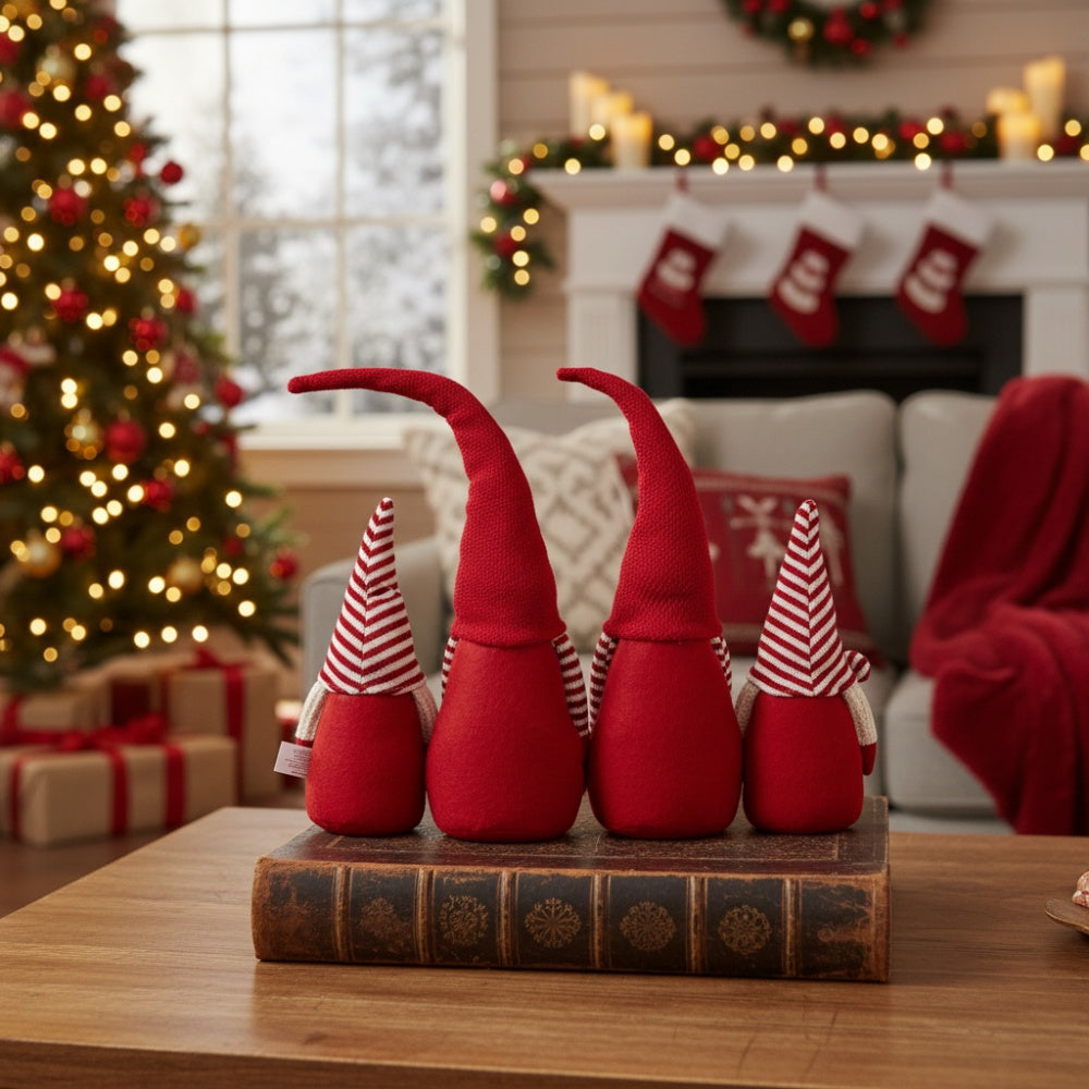 4PCS Set Christmas Gnome 21.3x5.5x25.5in Tall Festive Family Perfect For Holiday Decorations And Seasonal Indoor Outdoor Displays