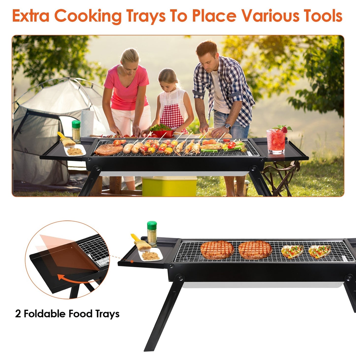 1Pc Foldable Charcoal BBQ Grill Stainless Steel Grill Net Easy Setup Portable Tabletop Barbecue Grill For Camping Picnic Outdoor Party Yard Fedex Shipping