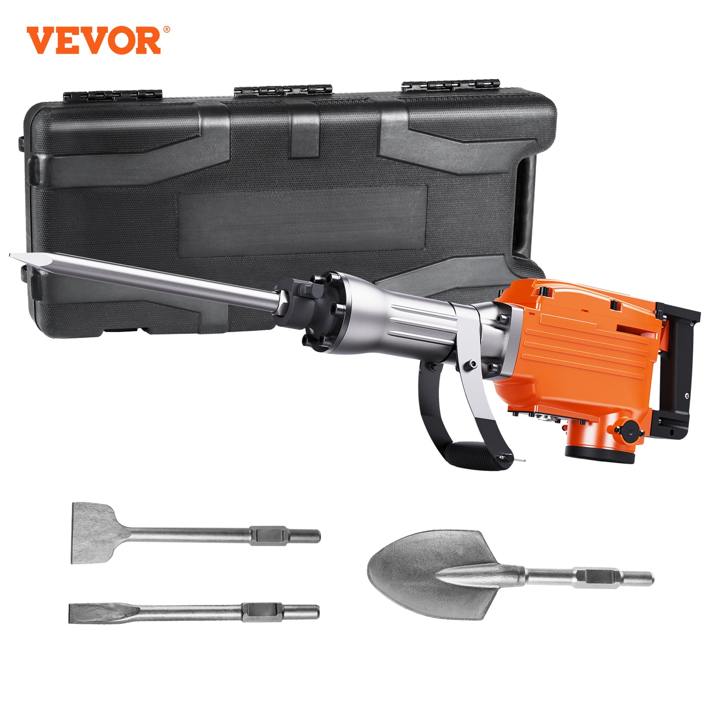 Demolition Jack Hammer, 2200W 1400 BPM Jack Hammer Concrete Breaker, Heavy Duty Electric Jack Hammer 6pcs Chisels Bit With Gloves, Swiveling Front Handle For Trenching And Breaking Holes