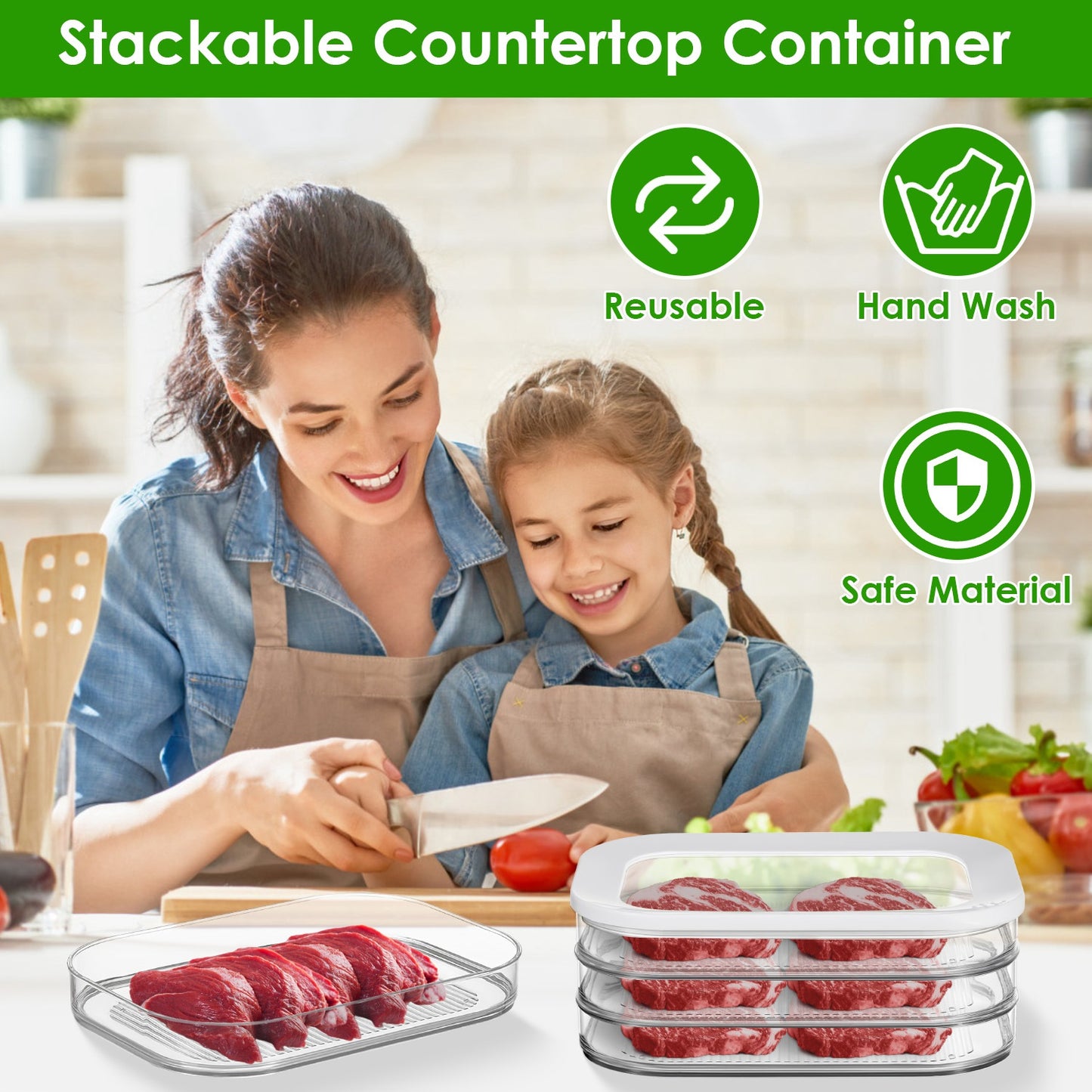 2Pcs Deli Meat Container With Lid For Fridge Stackable Bacon Container Clear Food Storage Box With Lid Meal Prep Container For Lunch Meat Salami Cold Nuts