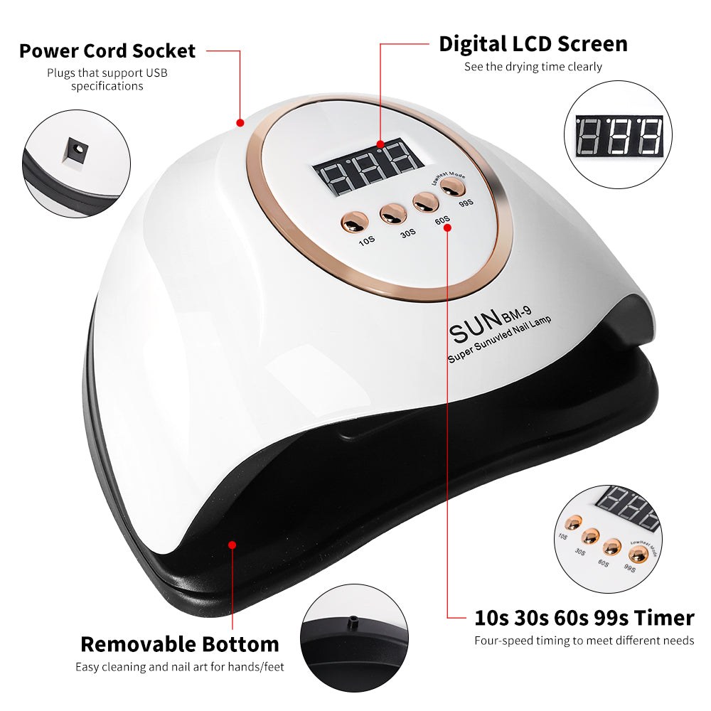 UV LED Nail Lamp, Professional Nail Dryer Gel Polish Light With 45 Beads, UV Nail Light With 4 Timer Settings, Nail Polish Curing Gel LED Dryer With Automatic Sensor, LCD Display