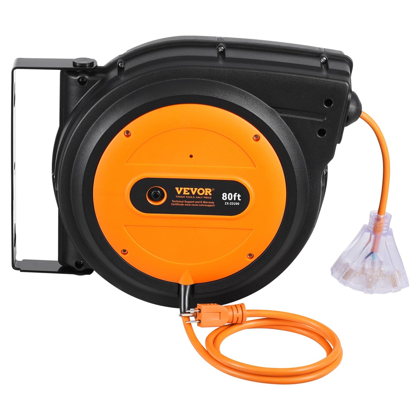 Retractable Extension Cord Reel Power Cord Reel 80FT 12AWG 3C SJTOW