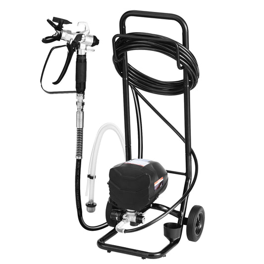 Stand Airless Paint Sprayer, 650W, 3000PSI High Pressure Airless Sprayer With Cart, Cleaning Brush, Hose, Extension Rod, Nozzles, Electric Spray Paint Machine For House Exterior And Interior