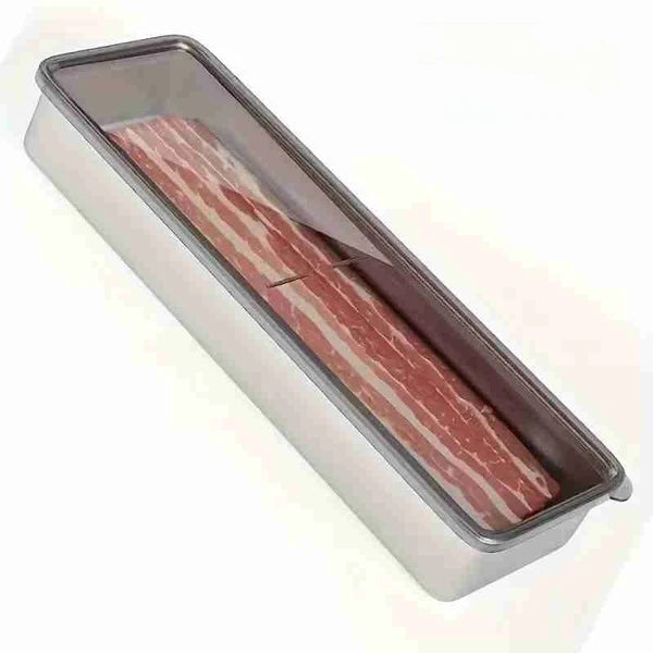 Bacon Container Stainless Steel Airtight Cheese Container Bacon Containers For Refrigerator Food Storage Containers With Lids Deli Meat Saver Bacon Holder 10.5 Inches Long