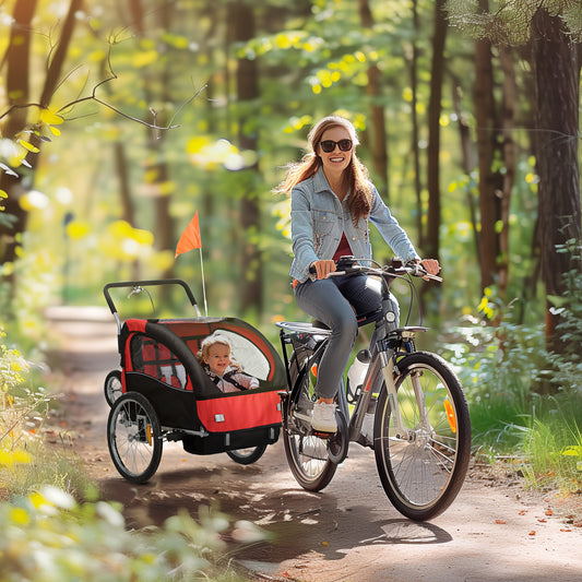2-Seat Elite 360 Swivel Bike Trailer for Kids Bicycle Cargo Trailer with Water-Resistant Windows
