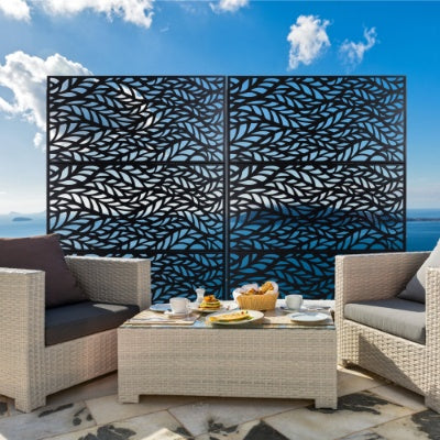 Outdoor  Indoor Privacy Screen Metal Privacy Screen 76 Hx48 W  Freestanding Decorative Privacy Screen For Deck Balcony Patio, Privacy Fence Panels For Outside Lawn Garden PS110