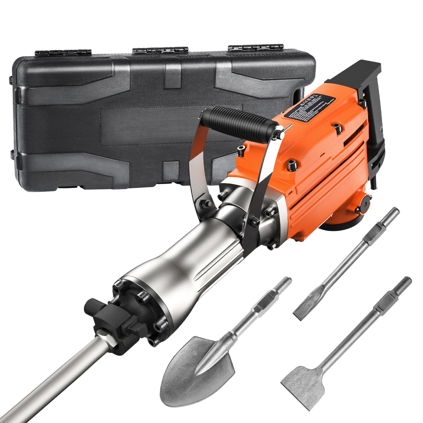 Demolition Jack Hammer, 2200W 1400 BPM Jack Hammer Concrete Breaker, Heavy Duty Electric Jack Hammer 6pcs Chisels Bit With Gloves, Swiveling Front Handle For Trenching And Breaking Holes