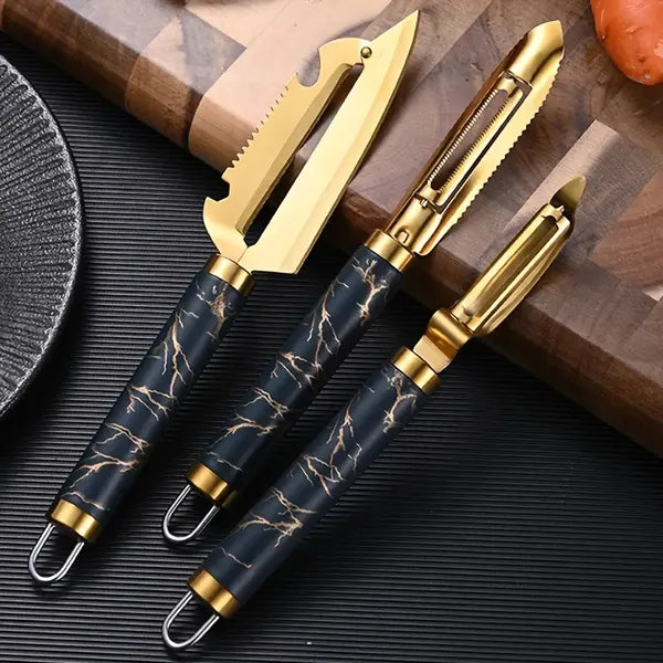 Professional Multifunctional Stainless Steel Peeler Set - Anti-rust Kitchen Tool For Fruits, Vegetables, Fish Scales And Corn With Ergonomic Non-slip Grip, Fruit Peeler, Fish Scales, Potato Peeler, Co