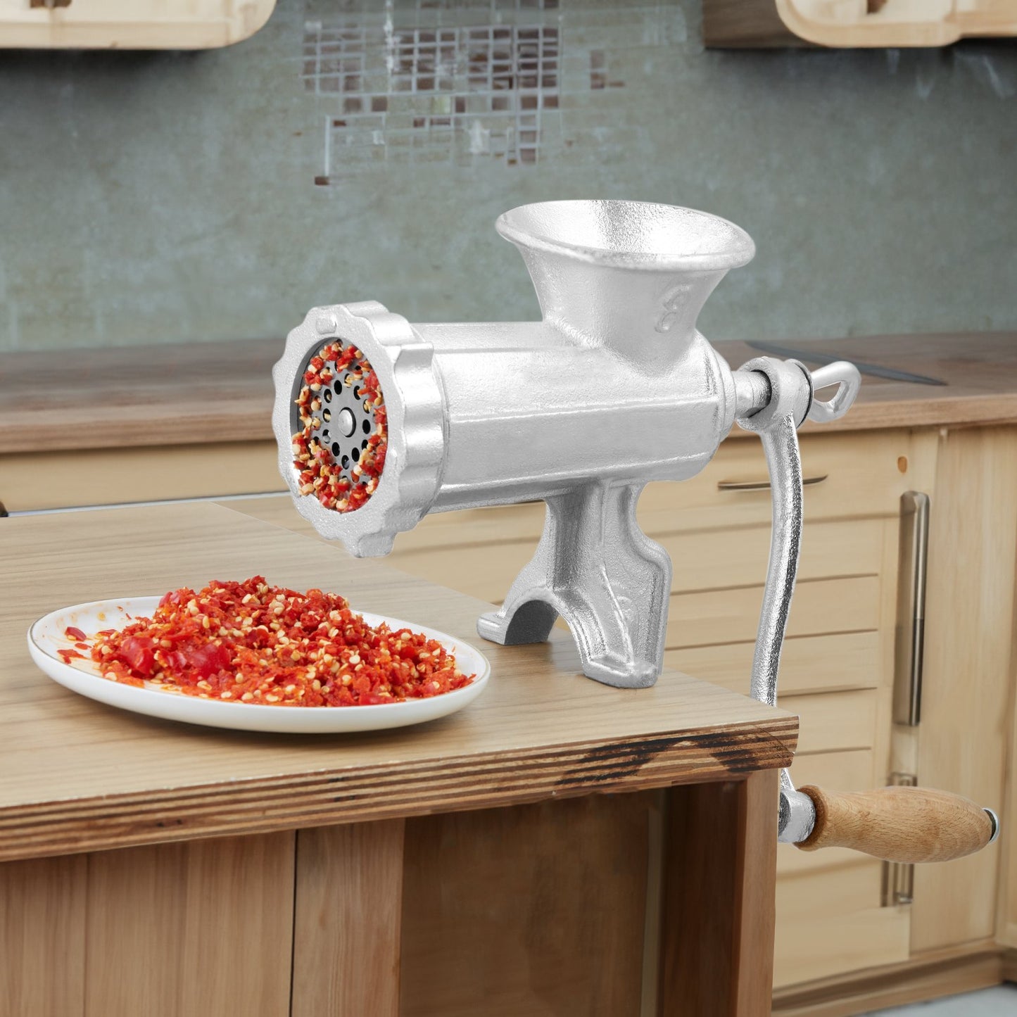 Manual Meat Grinder, Heavy Duty Cast Iron Hand Meat Grinder With Steel Table Clamp, Meat Mincer Sausage Maker With 1 Cutting Blade, 2 Cutting Plates, 3 Sausage Tubes For Beef Pepper Mushroom