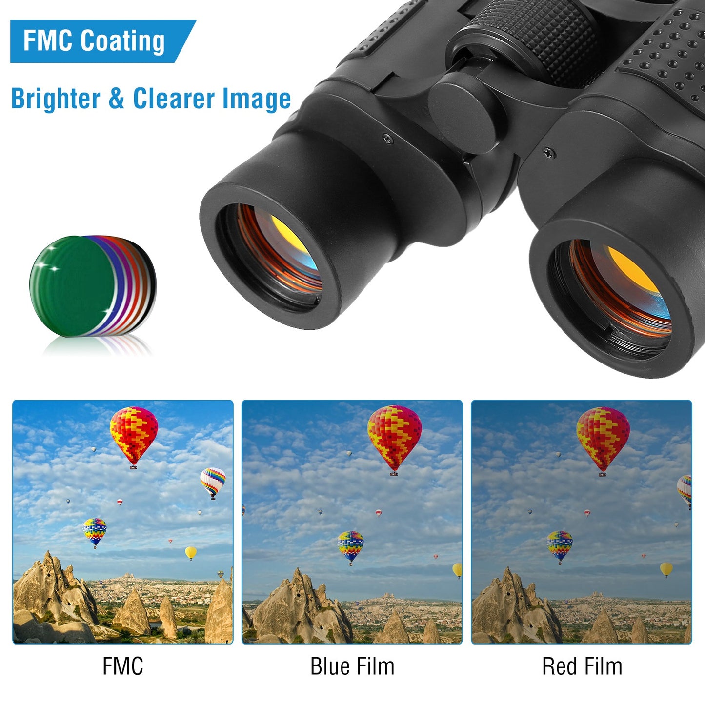 Portable HD Binoculars With FMC Lens Low Light Night Vision Telescope For Bird Watching Hunting Sports Events Concerts Adventure With Shoulder Strap Bag
