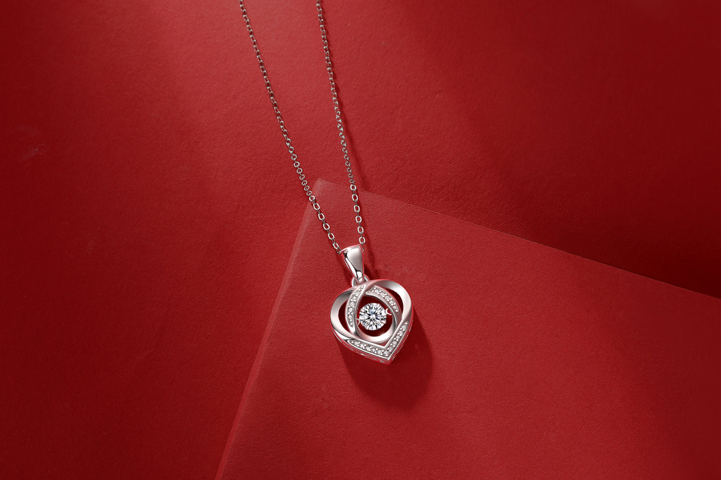 1Heart To Have Your Luxurious Fashion Diamond Pendant Set With Mosan Diamond Silver Ornaments