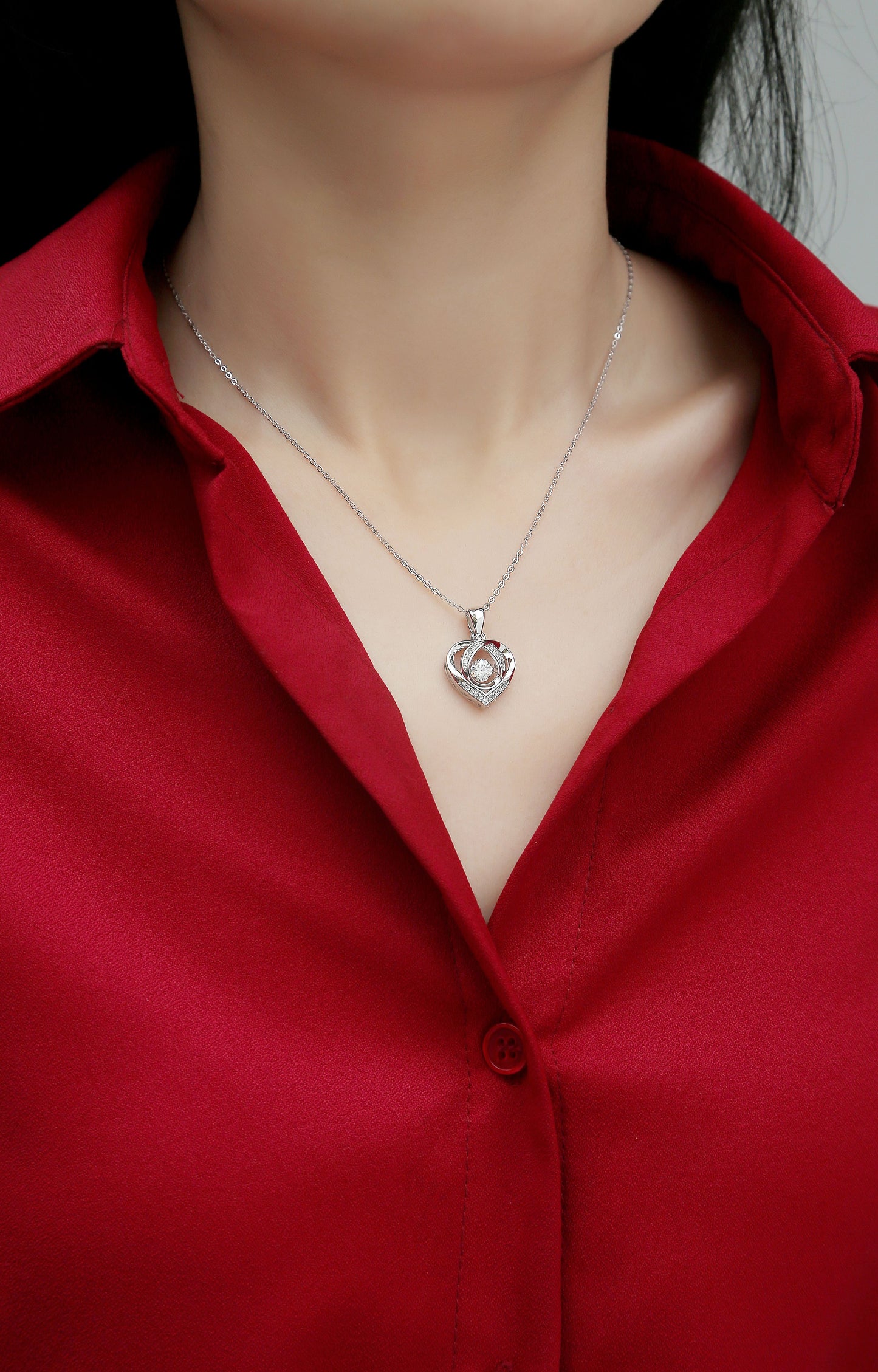 With You In My Heart - A Fashionable And Trendy Jewelry Necklace Pendant Set With 0.5-carat Moissanite S925 Sterling Silver And Platinum Plating