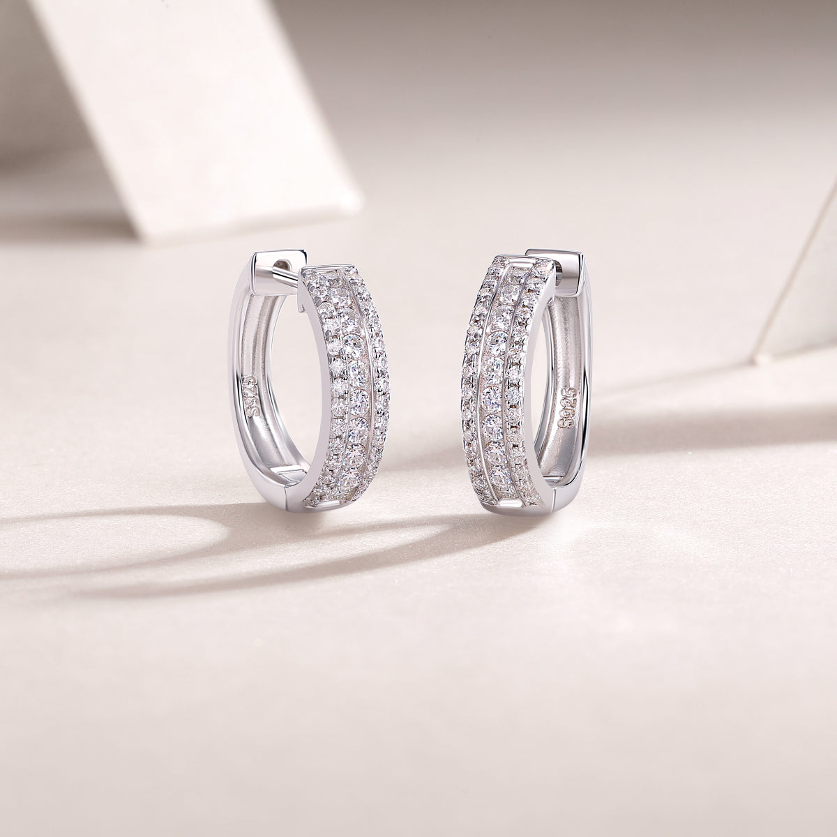 1Splendid Night Luxury Fashion Diamond Earrings Stud Set With Mosan Diamond Silver Ornaments