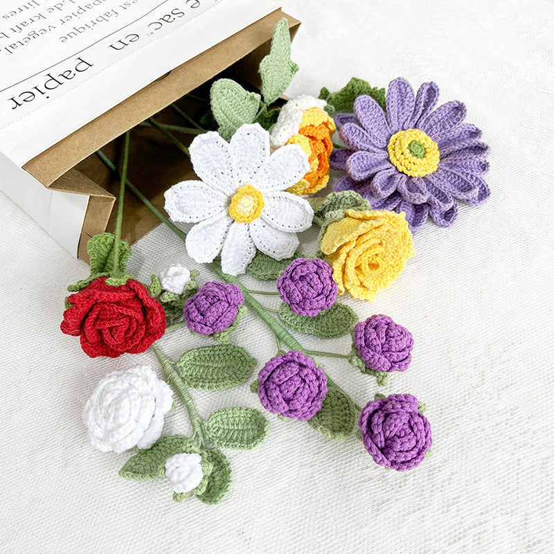 Simulation Guitar Flower Bouquet Home Desktop Decoration Crochet Flower