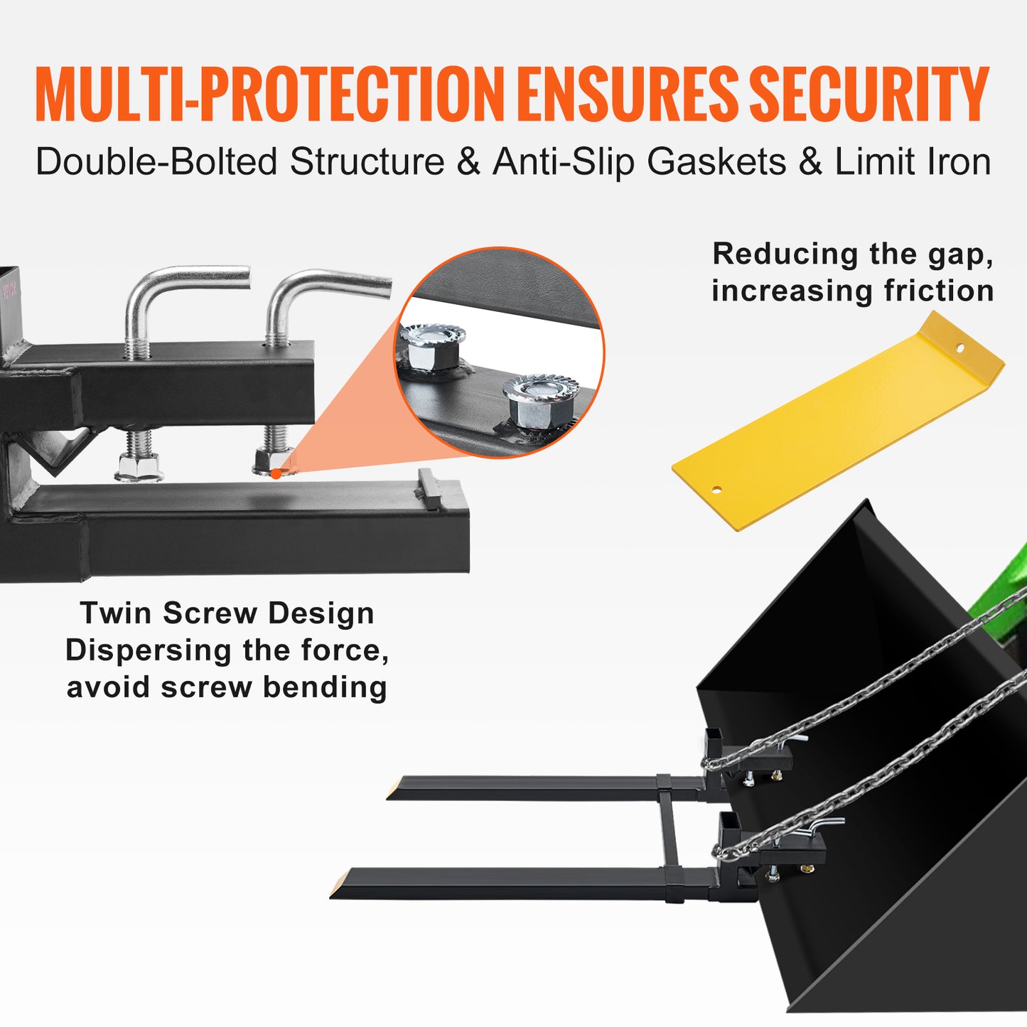 Pallet Forks, 4000 Lbs Clamp On Pallet Forks, 60inch Total Length Heavy Duty Pallet Forks With Adjustable Stabilizer Bar, Tractor Bucket Forks For Tractor Attachments, Skid Steer, Loader Bucket