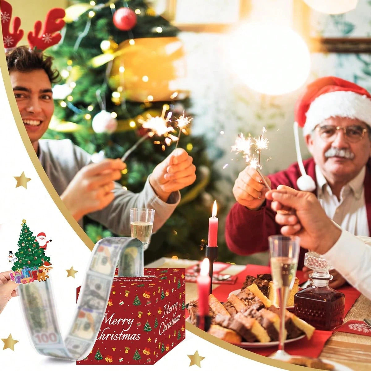 Christmas Money Box For Cash Gift Pull Surprise Money Gift Boxes For Cash With Pull Out Surprise Merry Christmas Box Holder Unique DIY Roll Ideas Cash Holder For Xmas Parties Favors Birthday Lovers