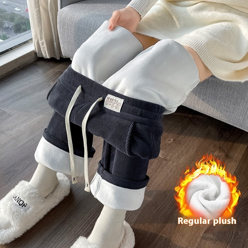 Chenille Fleece-lined Thickening Wide Leg Pants Women's Autumn And Winter