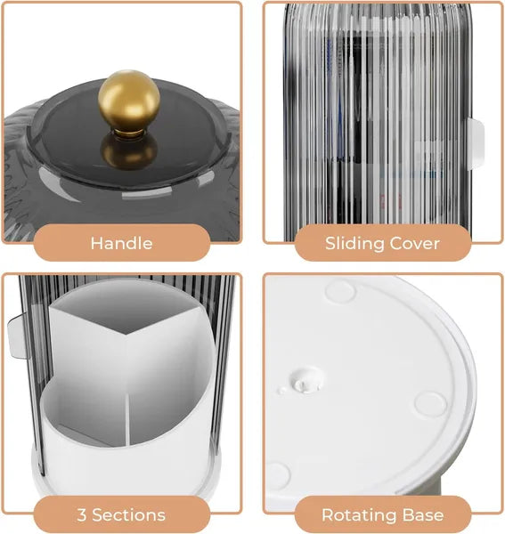 Toothbrush Holder With Sliding Cover, Suitable For Bathroom Counter Storage, Toothbrush And Toothpaste Holder, Suitable For Bathroom Dressing Table Makeup Brush Holder - White