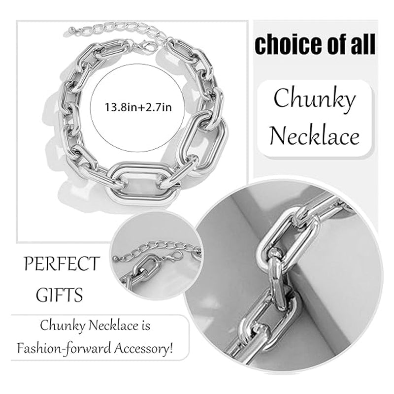 Necklaces For Women, Silver Chain Necklace Chunky,Necklace Link Chain Choker Vintage Heavy Metal Thick Chain
