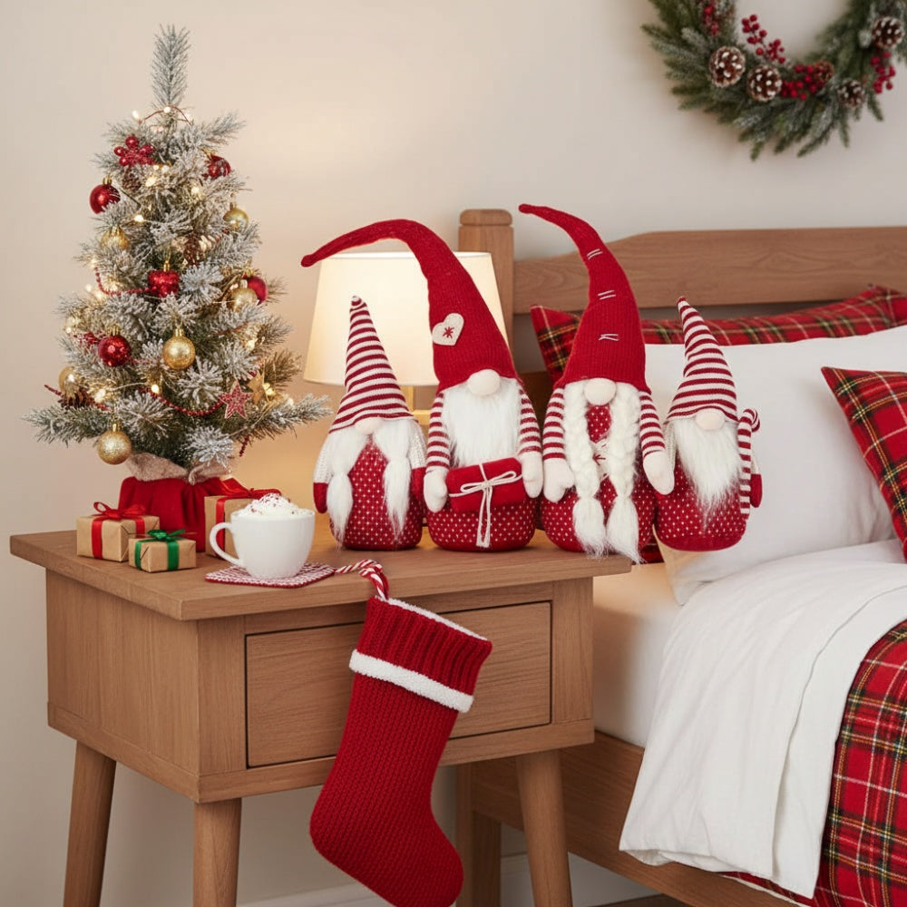 4PCS Set Christmas Gnome 21.3x5.5x25.5in Tall Festive Family Perfect For Holiday Decorations And Seasonal Indoor Outdoor Displays