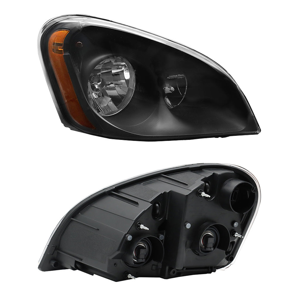 For 2008-2017 Freightliner Cascadia Black Headlights Headlamps Left,Right