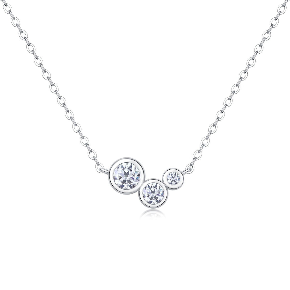 1White Dew Luxury Fashion Diamond Pendant Necklace Set With Mosan Diamond Silver Ornaments