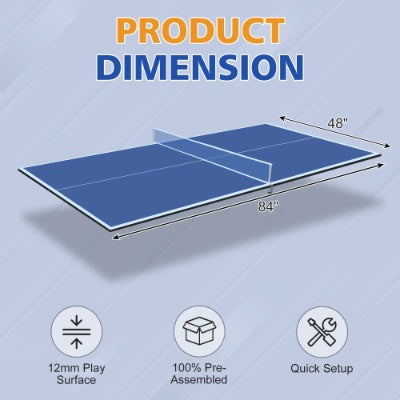 7ft Mid-Size Ping Pong Conversion Top Foldable  Portable Table Tennis Table Top For Indoor Games