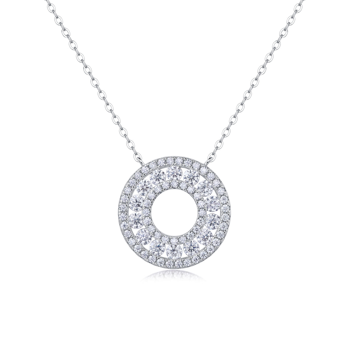1Reciprocating Luxury Fashion Diamond Pendant Necklace Set With Mosan Diamond Silver Ornaments Prohibit TikTok sales